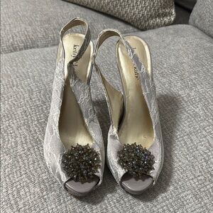 Kelly & Katie Gray Peep Toe Slingback Heels